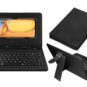 Acm Keyboard Case Compatible with Redmi 13c Mobile Flip Cover Stand Direct Plug & Play Device for Study & Gaming Black