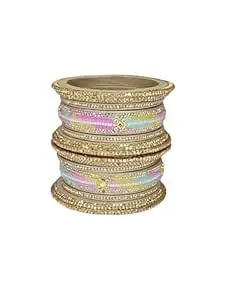 NY LIFESTYLES Jaipuri Lac Bangle Set for Women (10 Pc Set) | Rajasthani Traditional Lac Bangles | Bridal Multicolor Designer Bangle Set