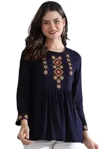 Trendy Girls’ Top Soft, Breathable Cotton Shirt with Cute Prints, Perfect for Casual Wear, Parties, School, Summer Outings, Birthdays & Gifting. (in, Alpha, M, Regular, Big Girls, Blue)