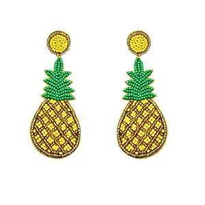 Dastkaree Pine Pineapple Handmade Beaded Drop Earrings For Women & Girls