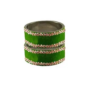 Vidhya Kangan Light Green Stone Stud Brass Bangle (ban11848-2.6)