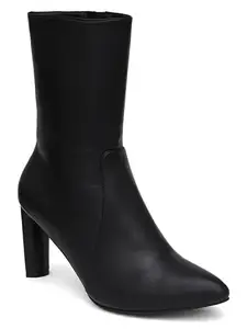 Women's Block Heels Boots Black Color