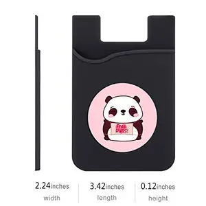 Plan To Gift Set of 3 Cell Phone Card Wallet, Silicone Phone Card Id Cash Wallet with 3M Adhesive Stick-on Panda Free Hug Printed Designer Mobile Wallet for Your Phone & Tablet