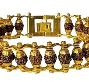 Cuonna Gems Gallery Exclusive Collection Natural Nepal Ka Gold Plated Chain Rudraksha Bracelet Original Certified गोल्ड प्लेटेड रुद्राक्ष ब्रेसलेट Auspicious Golden Chain With Rudraksha Bracelets