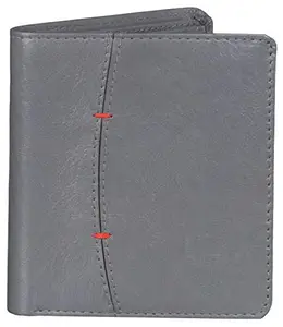 Men Grey Genuine Leather RFID Wallet 3 Card Slot 2 Note Compartment Saiqa3050