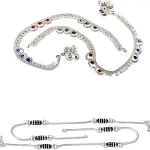 Heer Collection Traditional Trendy Jewellery All Occassions Anklets Payal Pair for Women/Girls Alloy Anklet (Pack of 4)(Combo Payal-112&118-(1PairEach))
