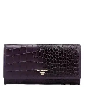 Da Milano Leather Flap Women Wallet - Purple (10017G)