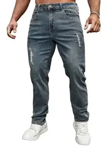 URBAN POCKETS Jeans for Men | Distressed Denim Pants with Slim Tapered Fit & Washed Look (Comfort-Tarry-U06-U07)