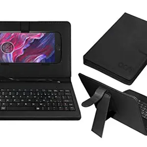 ACM Keyboard Case Compatible with Moto X4 Mobile Flip Cover Stand Direct Plug & Play Device for Study & Gaming Black