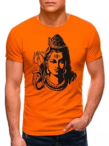 DECORPRINT Design bolbam bholenathTshirt for Men & Women/kawariya Tshirt for Men & Women/Orange Tshirt/Mahadev Tshirt/Mahakal Tshirt/bambhole Tshirt for Men &Women BOL-051 (L, Color 53)