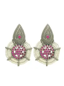 Femmibella Silver-Plated Jaipuri Drop Earrings For Women and Girls