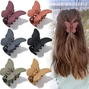 COSMOS STAR™ Matte Hair Clips Set, Non-slip Claw Clips, Powerful grip,strong teeth, Hair Styling Accessories for Women & Girls Colorful Series (PACK OF 6, MATTE BUTTERFLY,RANDOM PIECES)
