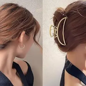 RHOSYN HAIR ACCESSORIES 2 Geometric Styles Metal Hair Clips, Large Nonslip Hair Jaw Barrette Strong Hold Clamp Women Girl Hair Styling Accessories for All Hair Types