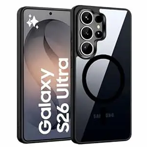 DIZORO Compatible with Samsung S26 Ultra Case,Compatible with MagSafe, Non Yellow Military-Grade Drop Protection & Hard PC Back Cover Slim Transparent Anti-Scratch Shockproof Phone Case (Black)