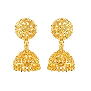 VFJ VIGHNAHARTA FASHION JEWELLERY Vighnaharta Allure Glittering Gold Plated Screw back alloy Jhumki Earring valentine day gift valentineday gift for her gift for him gift for women gift for men love gift gifts ValentinesDay2023 for Women and Girls {VFJ1420ERG}