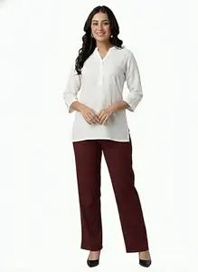 Oxinexx Airy Linen Cotton Short Kurta Pant Set for Women Breathable Short Length Kurti with Trouser Elegant Office