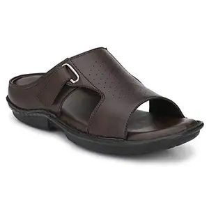 Shences MENS BROWN COMFORTBLE CUSHIONED FOOTBED SANDAL