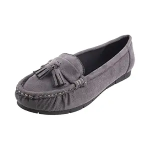 Mochi Women Grey Suede Leather Loafer UK/7 EU/40 (31-4919)