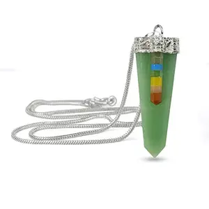 Reiki Crystal Products Natural Green Jade Pendant 7 Chakra Flat Stick Crystal Stone Pendant/Locket with Metal Chain for Reiki Healing & Crystal Healing Gemstone Size 45 mm (Color : Multi)