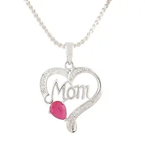 Ananth Jewels Mom Pendant Fashion Jewellery CZ with American Diamonds Necklace with Chain for Women