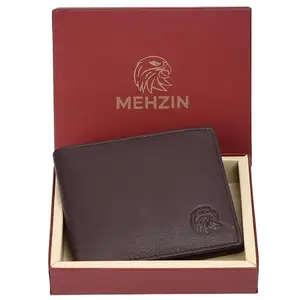 MEHZIN Men Formal Brown Genuine Leather RFID Wallet (6 Card Slots) E