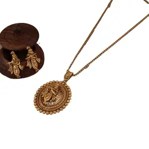 A.T. Collections Krishna Pendant Golden Set