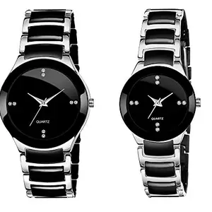 Niyati Nx Analogue Couple's Watch(Black dial & Black&Silver Strap)