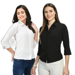AKSHATANI FASHION Womens Formal and Casual Shirts Combo (White-Black)_XL