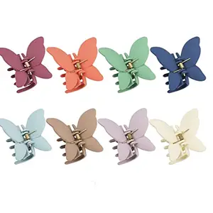 COSMOS STAR™ Matte Hair Clips Set, Non-slip Hair Claw Powerful grip,strong teeth, Hair Styling Accessories for Women & Girls Colorful Series (PACK OF 8, MATTE BUTTERFLY, RANDOM PIECES)
