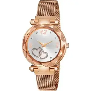 Lovers Heart Dial Rose Gold Magnets Trap Wrist Watches for Girls