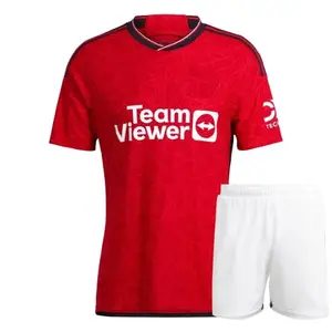 Manu Home red Sports Jersey & Shorts 2022/23 with Embroidered Logos & Badges - StadiumEX (Small)