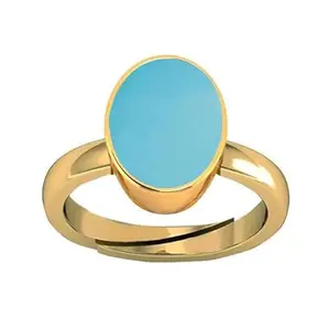 SIDHGEMS 11.25 Ratti 10.05 Carat Turquoise Firoza Stone Gold Adjustable Ring for Women