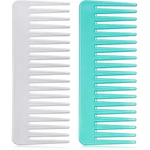 Lambodaram Trading Large Hair Detangling Comb Wide Tooth Detangler Comb, No Handle Wide Tooth Curly Hair Comb, Styling Shampoo Comb (Multi-Pack-2, Plastic)