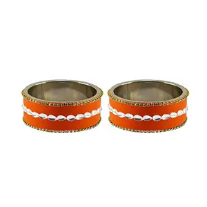 Vidhya Kangan Orange Kundun Metal Bangle ban6237-2.9