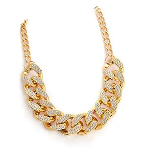 SOHI Gold Plated Designer Stone Necklace (SOHNCK9003)
