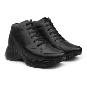 INLAZER Height Increasing Shoes for Men Lace Up, with Oxygen Insoles Shining Casual Shoes Black