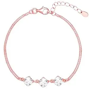 GIVA 925 Silver Rose Gold Sparkling Zircon Bracelet Gifts for Girlfriend, Gifts for Women & Girls| With Certificate of Authenticity and 925 Stamp | 6 Month Warranty*