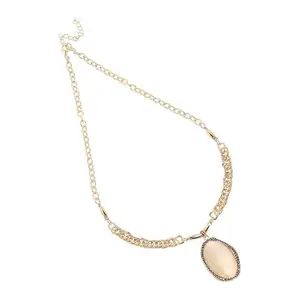 SOHI Women's Opal White Moonlight Vortex Collar Necklace For Casual Wear | One-Size | Alloy Material |Lobster Clasp Closure | Artificial Stone Necklace Crafted For Woman & Girls
