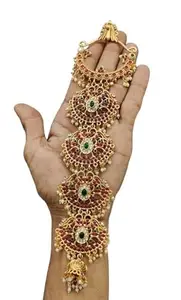 Ring Design Hair Pins Gold Plated Bridal Jadai Billai Hair Braid Accessories Choti Hairpins