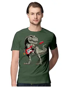 ALLEN BLACK Men's Regular Fit T-Shirt T-Re Shredding Electric Guitar 100% Cotton T-Shirt Olive Green_RXSHRDMEN-Olive Green 2XL Men Round_