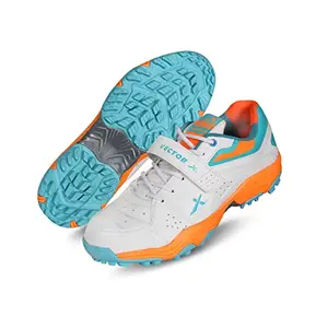 Vector X CKT-200 Cricket Shoes for Men's (White-Blue-Orange, Numeric_9)