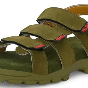 Karaddi 7049 Men's Sport Sandals Fashion Comfort Fitting Suede Leather Color Olive Mehendi 40 eu 6 uk/ind
