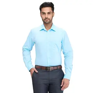 Raymond Men's Slim Fit Structure Pattern Pure Cotton Semi Cut Away Collar Full Sleeve Formal Shirt (Size: 40)-RMSX13236-P3