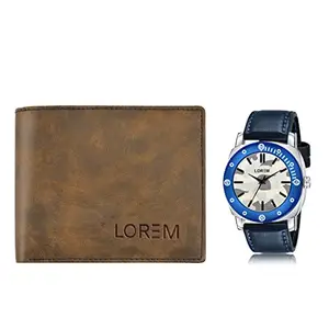 LOREM LOREM Combo of Men Watch & Artificial Leather Wallet-FZ-WL25-LR54