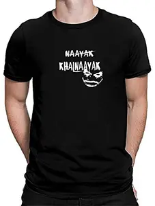 Bhains Ki Ankh Men Black Polyester Printed Nayak Khalnaayak Short Sleeve Round Neck T-Shirt (NAYAK-KHALNAYK-XL)
