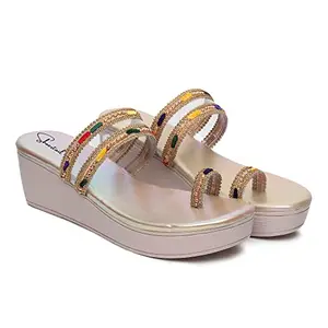 Shoestail Women's Fashion Sandals for Women Trendy & Comfortable for all Formal & Casual Occasions Gold 39