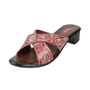 Mochi Womens Leather Maron Fashion Sandal Slip-On (Size (6 Uk (39 Eu)), Maroon, Multicolor