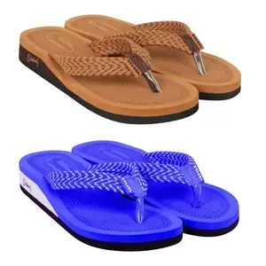 Dashny Women's (1435-1553) |Extra Super Soft Comfortable Slippers | Tan Blue Casual Slides Slippers 4 UK