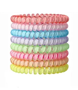 Aashirwad collection 18 psc multicoloured spiral stretch ponytail Holder elastic rubber band telephone wire hair rings slinky hair head elastic hair ties unbreakable rubber band for women and girls