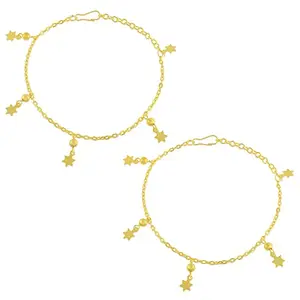 Memoir Brass Goldplated Star Charms Stylish Fashion Latest Anklet for Women payal pajeb (AKRM6141)